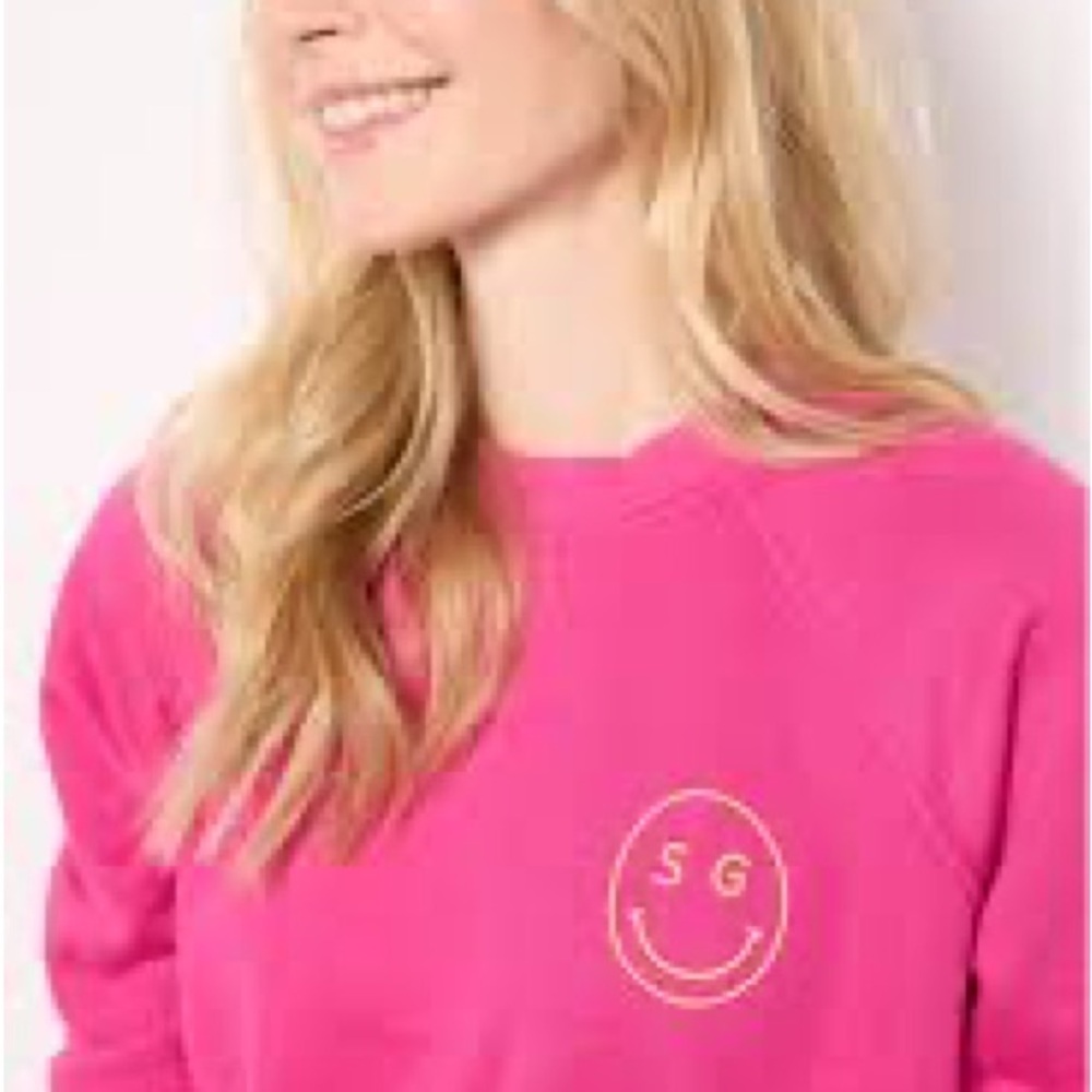 Vintage Havana Girls Raspberry Sweatshirt with Multicolor Smiley Faces